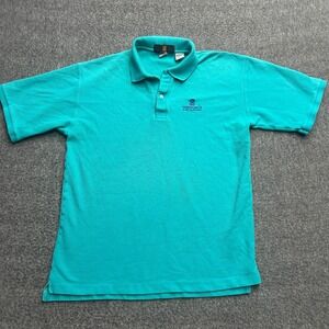 The Ritz Carlton Amelia Island Shirt Large Golf Polo Logo Collar Teal Mens
